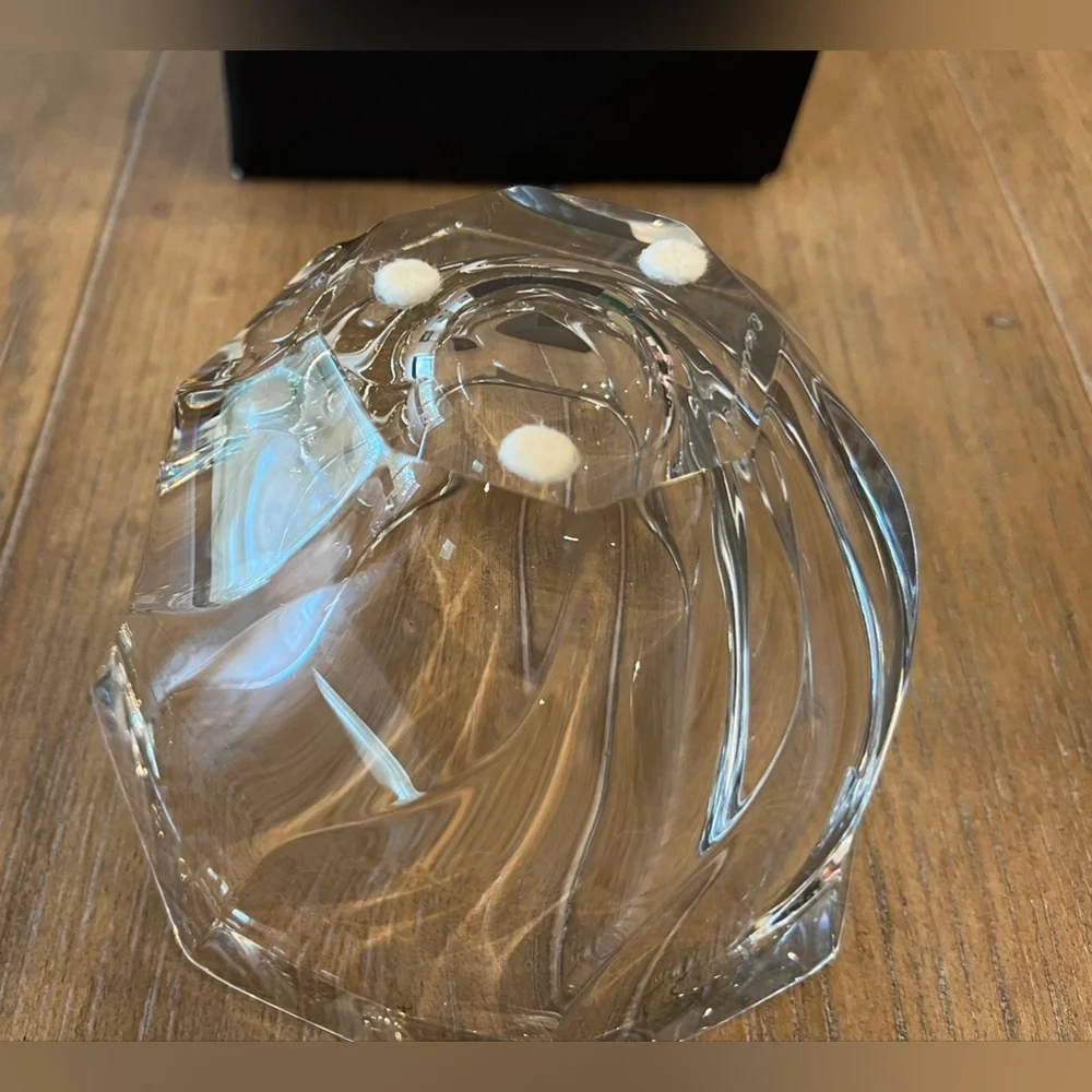 Vintage Orrefors Olle Iberius Design Crystal Swirl Octagon Bowl Signed NIB - Picture 9 of 12